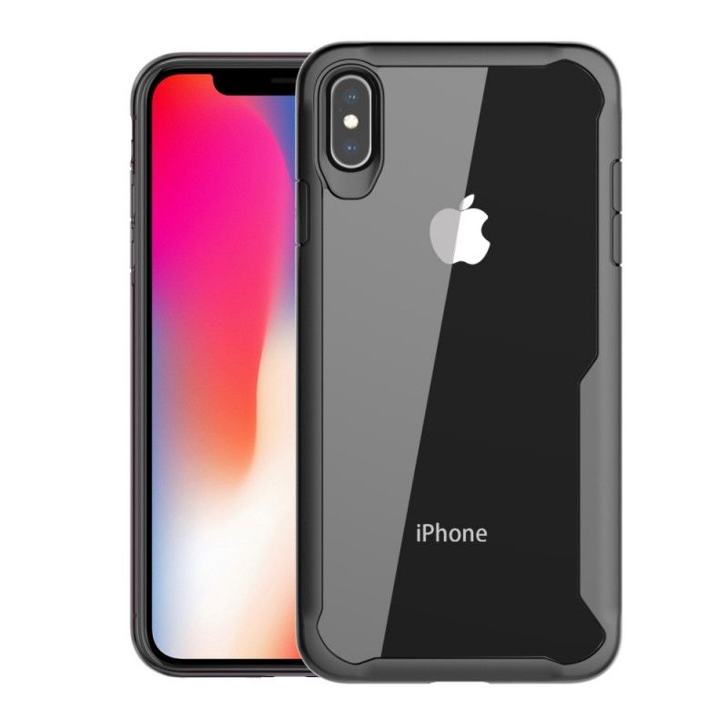 Hoesje iPhone XS Max Rood Zwart Afgeschuinde Hybride