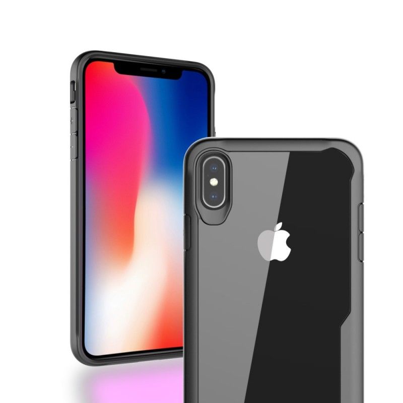 Hoesje iPhone XS Max Rood Zwart Afgeschuinde Hybride