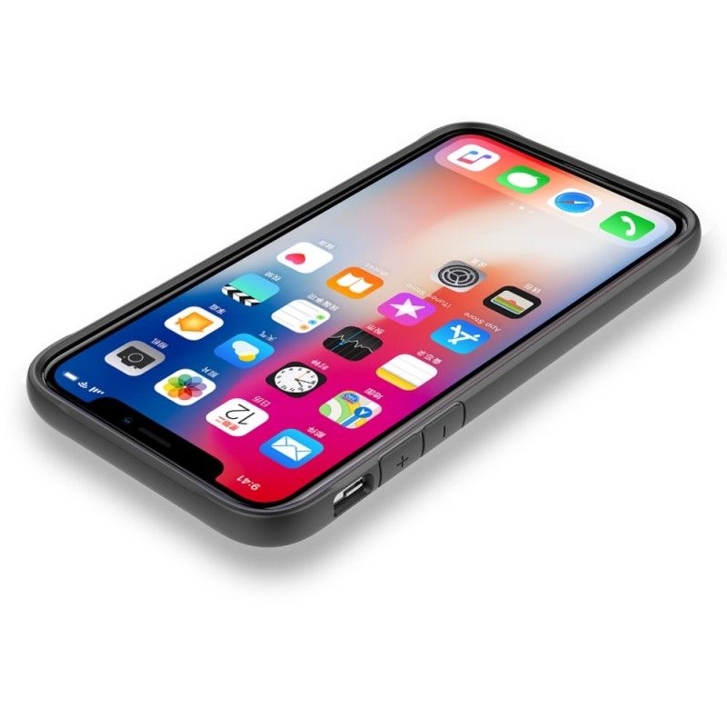 Hoesje iPhone XS Max Rood Zwart Afgeschuinde Hybride
