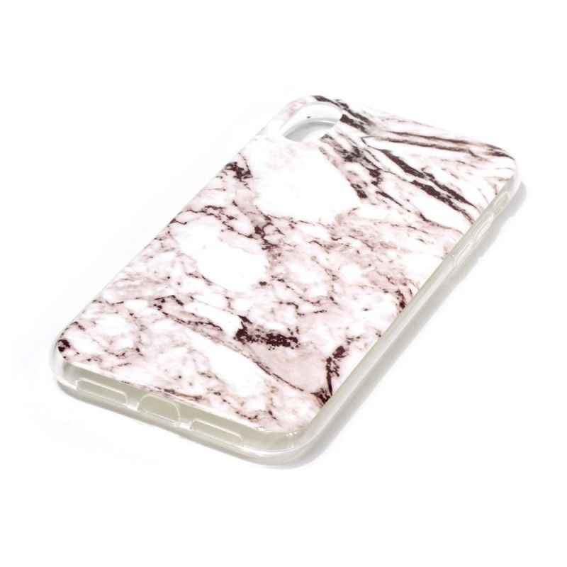 Hoesje iPhone XS Max Wit Zwart Gemarmerd Effect