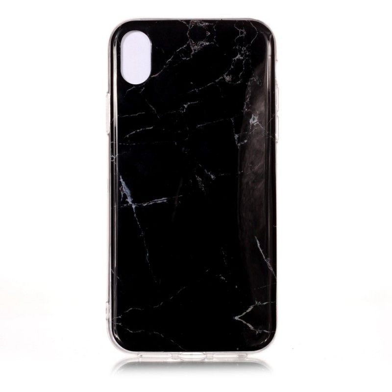 Hoesje iPhone XS Max Wit Zwart Gemarmerd Effect