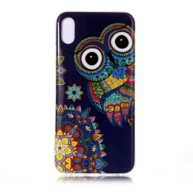 Hoesje voor iPhone XS Max Fluorescerende Mandala-Uil