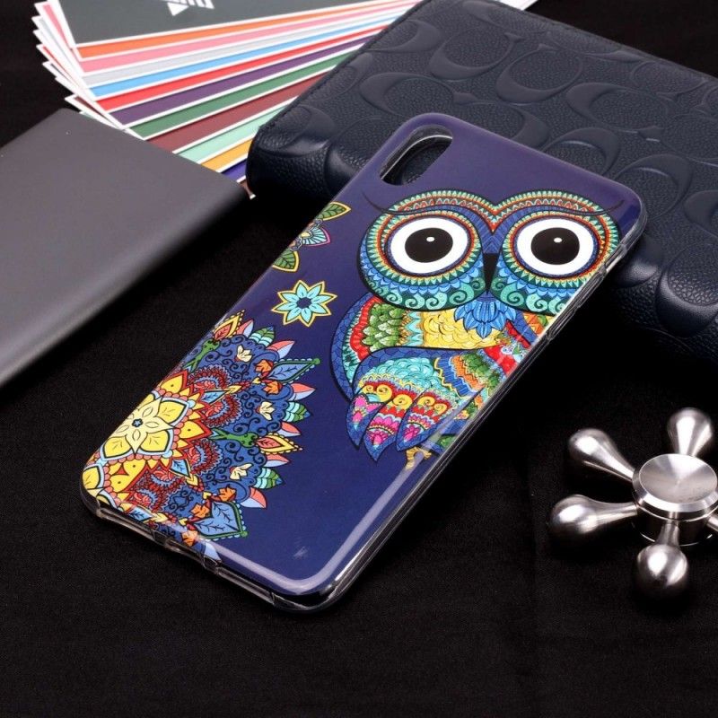 Hoesje voor iPhone XS Max Fluorescerende Mandala-Uil