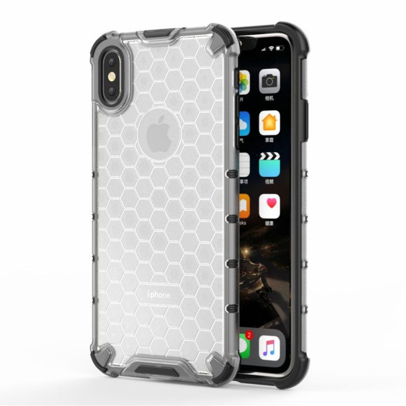 Hoesje voor iPhone XS Max Wit Zwart Honingraatstijl