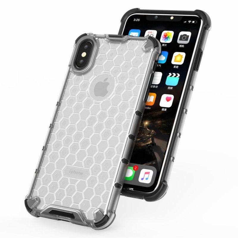 Hoesje voor iPhone XS Max Wit Zwart Honingraatstijl