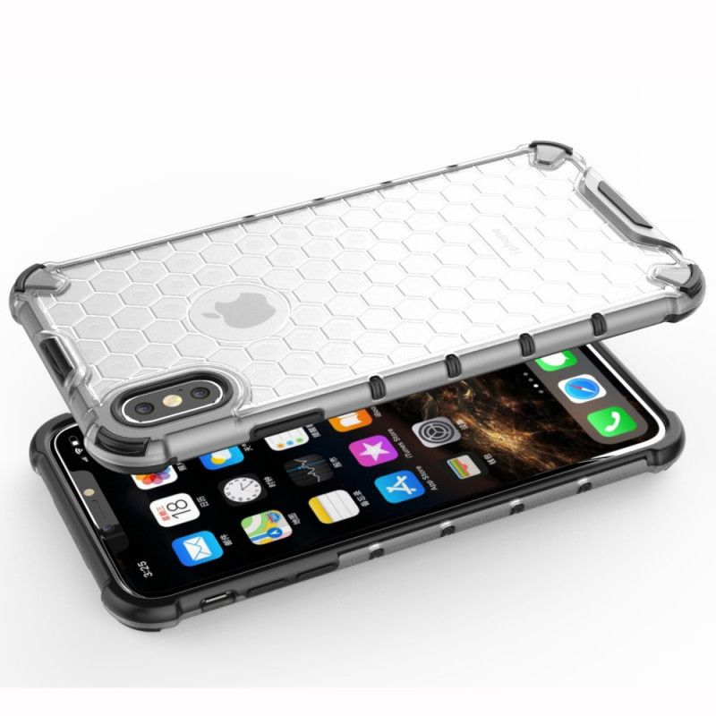 Hoesje voor iPhone XS Max Wit Zwart Honingraatstijl
