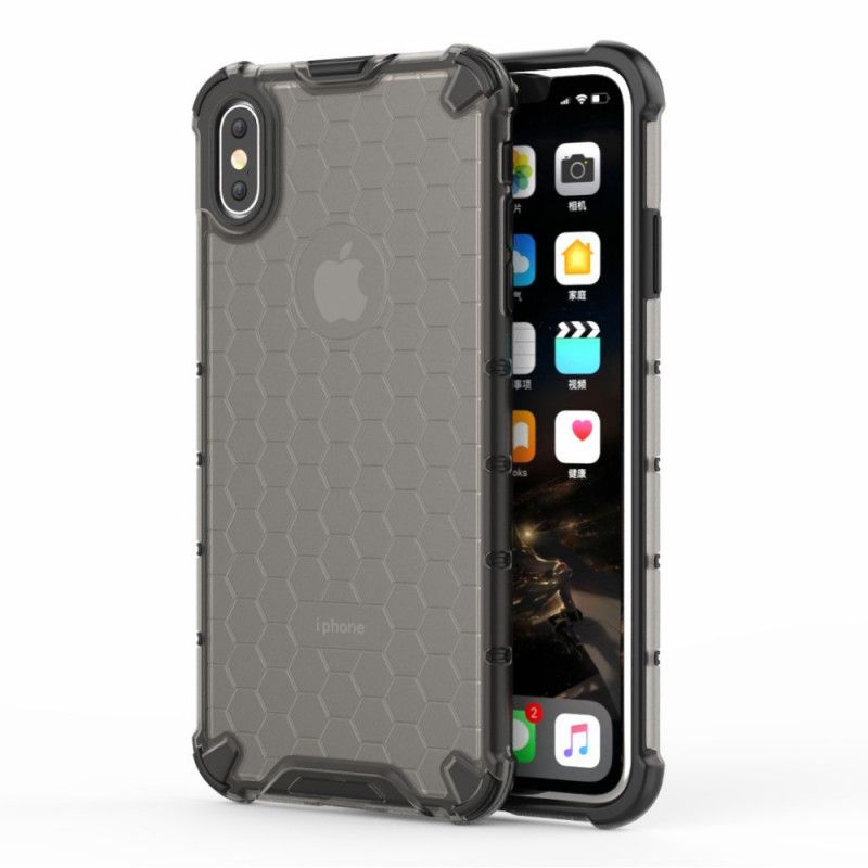 Hoesje voor iPhone XS Max Wit Zwart Honingraatstijl