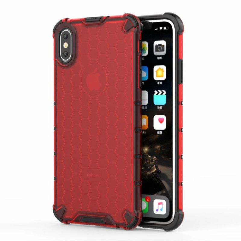 Hoesje voor iPhone XS Max Wit Zwart Honingraatstijl
