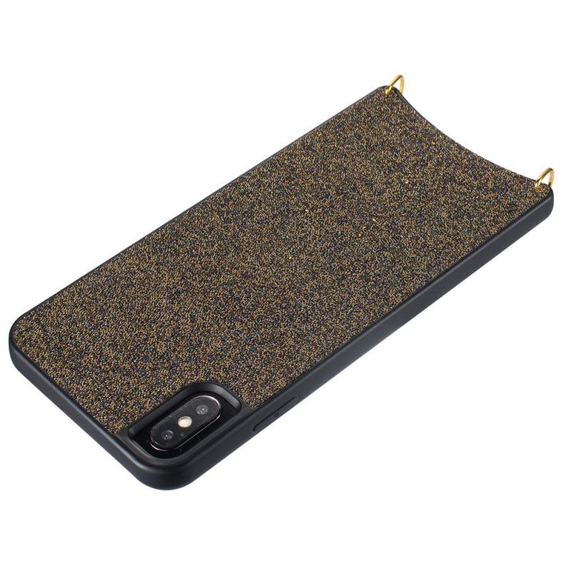 Hoesje voor iPhone XS Max Zilver Zwart Pailletten Met Ketting