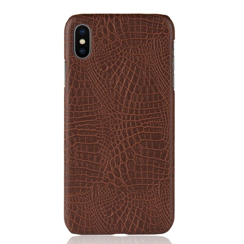 Hoesje voor iPhone XS Max Zwart Krokodillenhuideffect