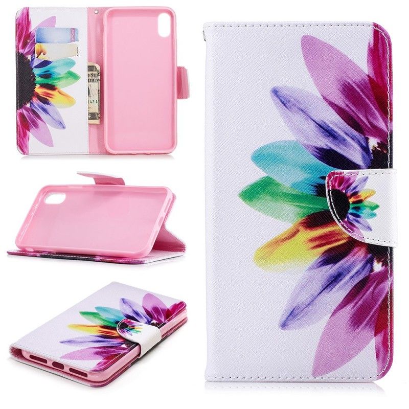 Leren Hoesje iPhone XS Max Aquarelbloem