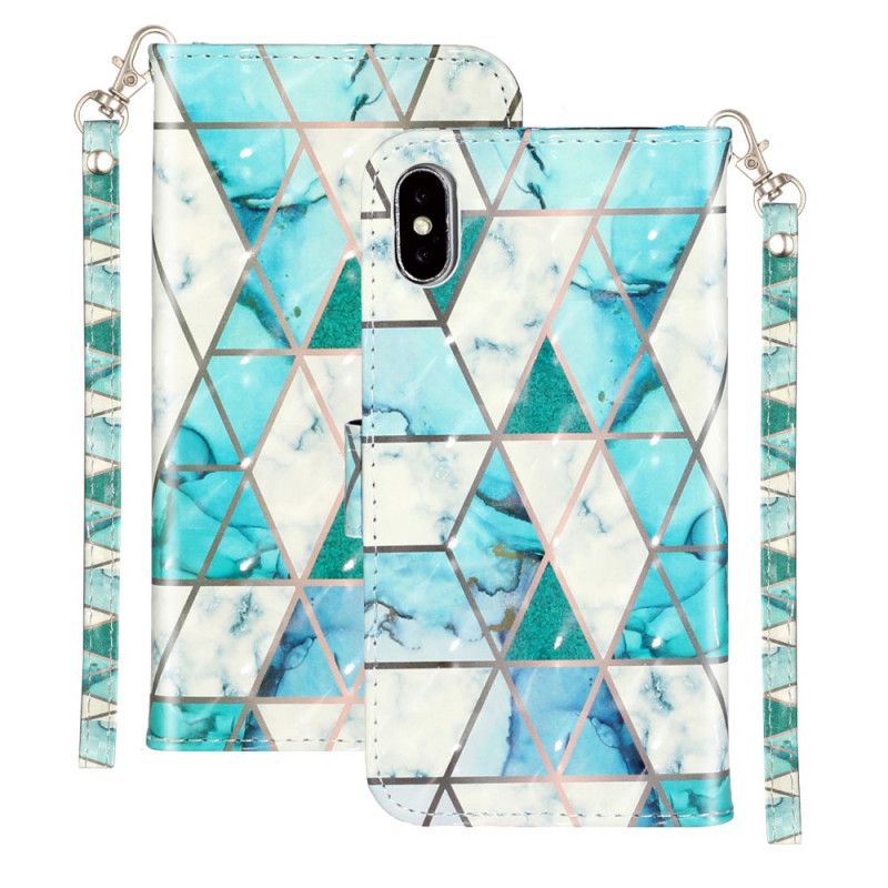 Leren Hoesje iPhone XS Max Marmeren Lichtspots Met Strip
