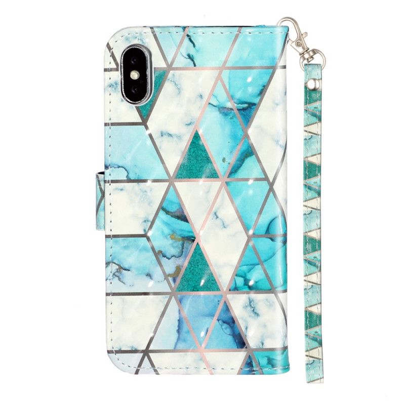 Leren Hoesje iPhone XS Max Marmeren Lichtspots Met Strip