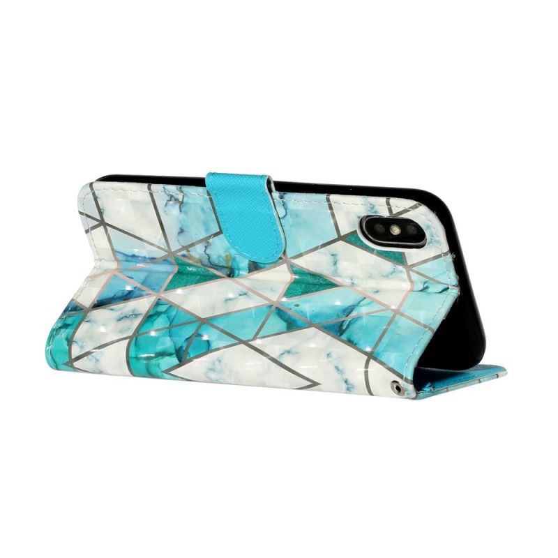 Leren Hoesje iPhone XS Max Marmeren Lichtspots Met Strip