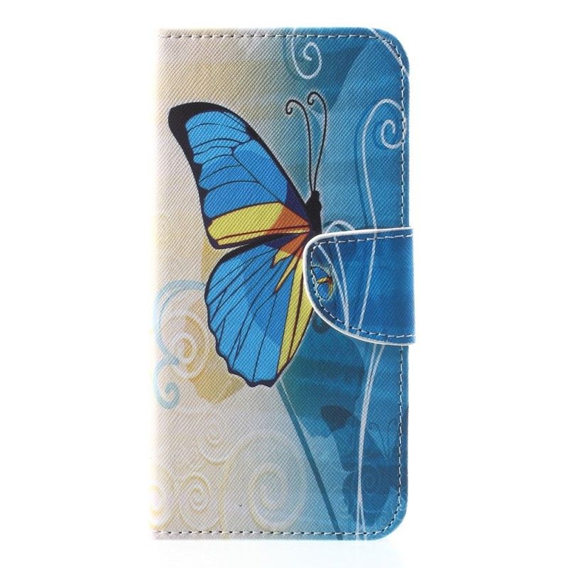 Leren Hoesje iPhone XS Max Paars Telefoonhoesje Kleurrijke Vlinder
