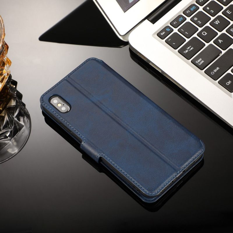 Leren Hoesje iPhone XS Max Rood Zwart Ultra Vintage Leereffect