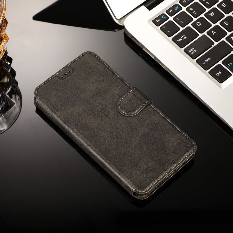 Leren Hoesje iPhone XS Max Rood Zwart Ultra Vintage Leereffect