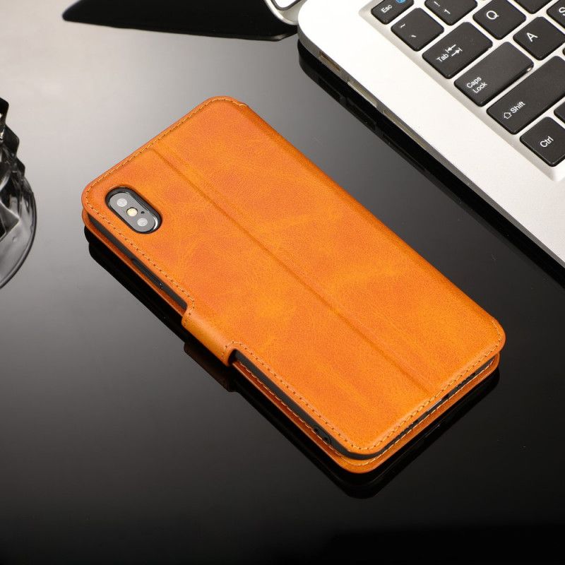 Leren Hoesje iPhone XS Max Rood Zwart Ultra Vintage Leereffect