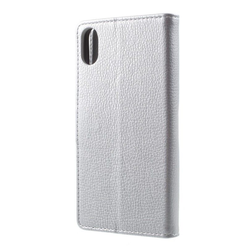 Leren Hoesje iPhone XS Max Zwart Lychee Kunstleer