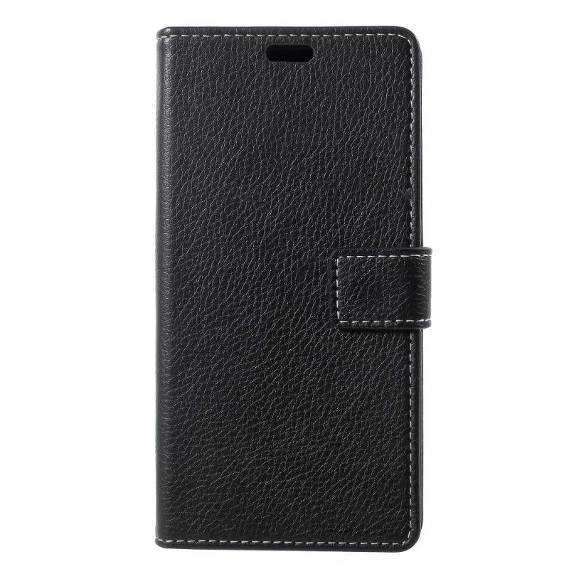 Leren Hoesje iPhone XS Max Zwart Lychee Kunstleer