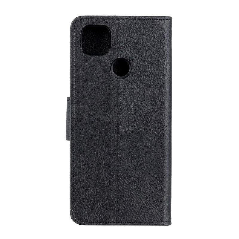 Cover Folio-hoesje Google Pixel 5 Rood Zwart Telefoonhoesje Getextureerde Lychee