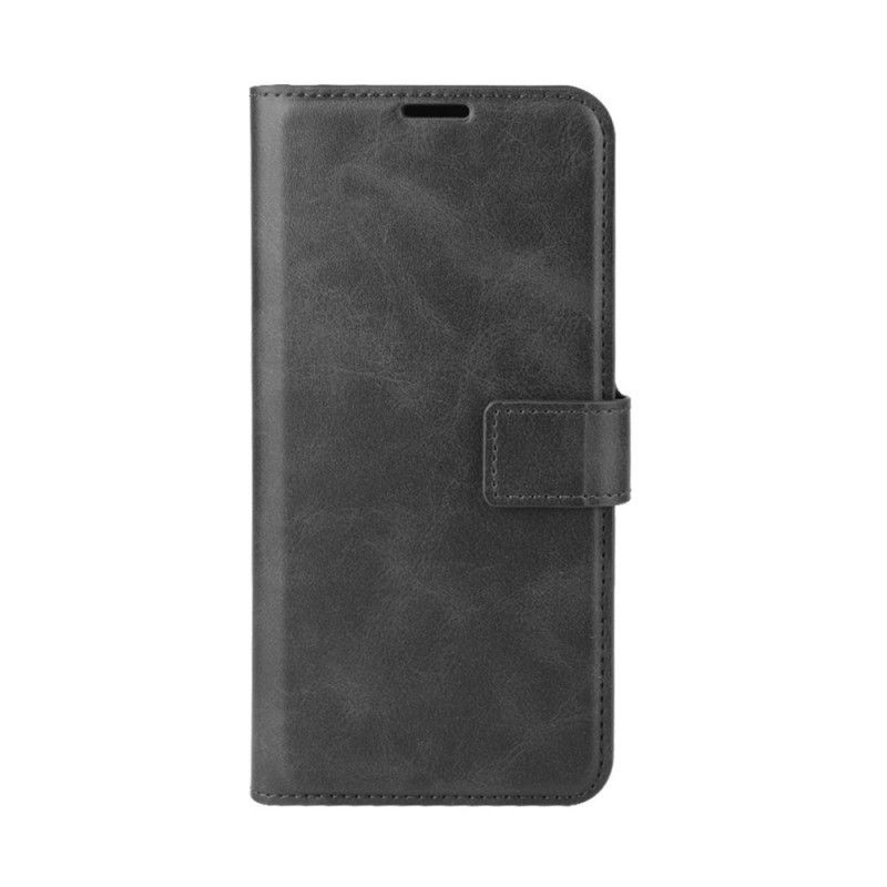 Flip Case Leren Google Pixel 5 Grijs Zwart Extreem Slank Leereffect