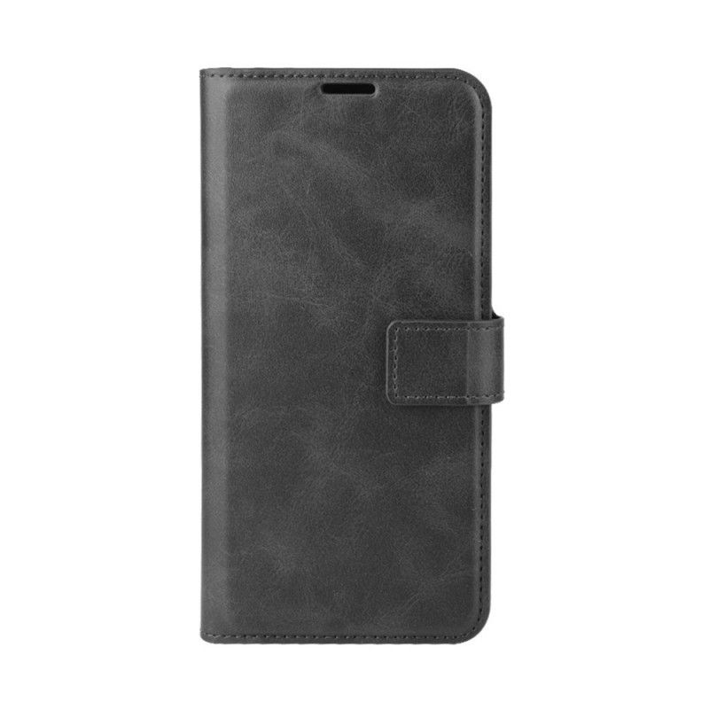 Flip Case Leren Google Pixel 5 Grijs Zwart Extreem Slank Leereffect