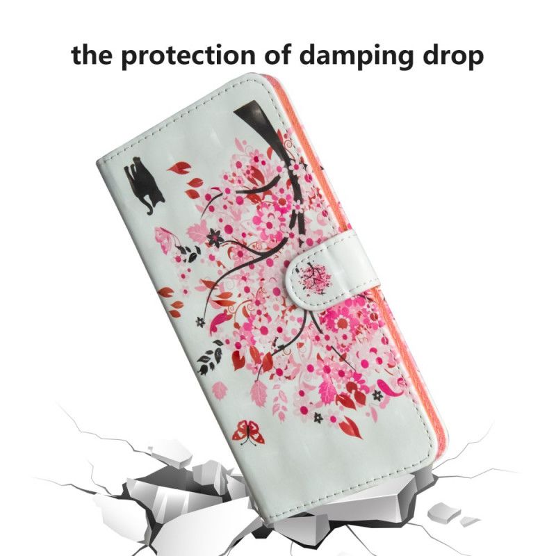 Flip Case Leren Google Pixel 5 Roze Boom