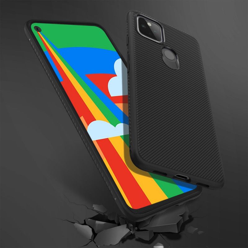 Hoesje Google Pixel 5 Marineblauw Zwart Keperstof Uit De Jazzserie