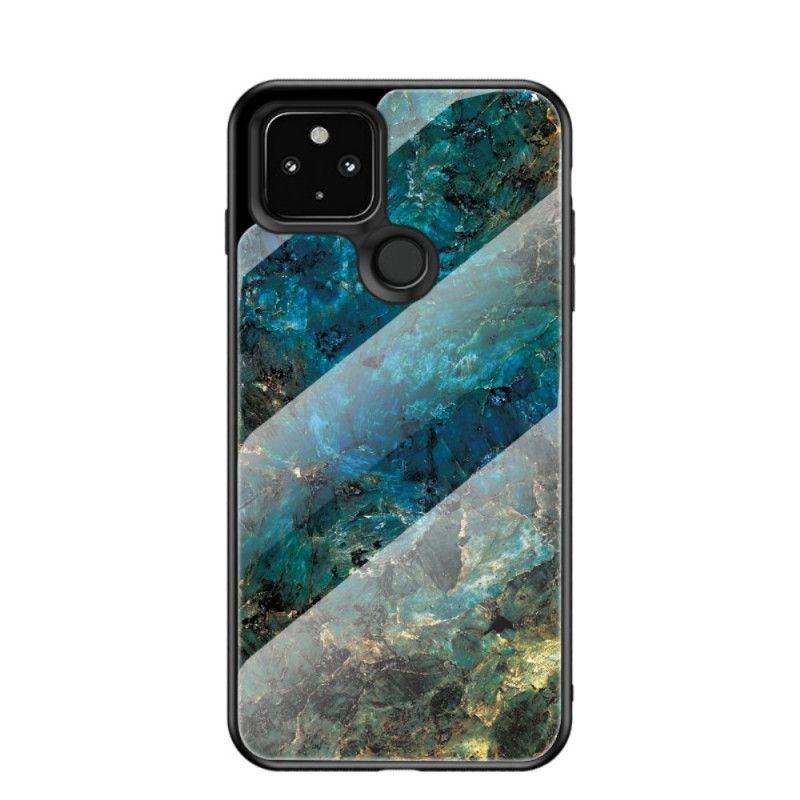 Hoesje voor Google Pixel 5 Wit Zwart Premium Kleuren Gehard Glas