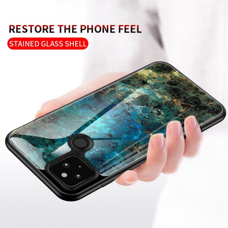 Hoesje voor Google Pixel 5 Wit Zwart Premium Kleuren Gehard Glas