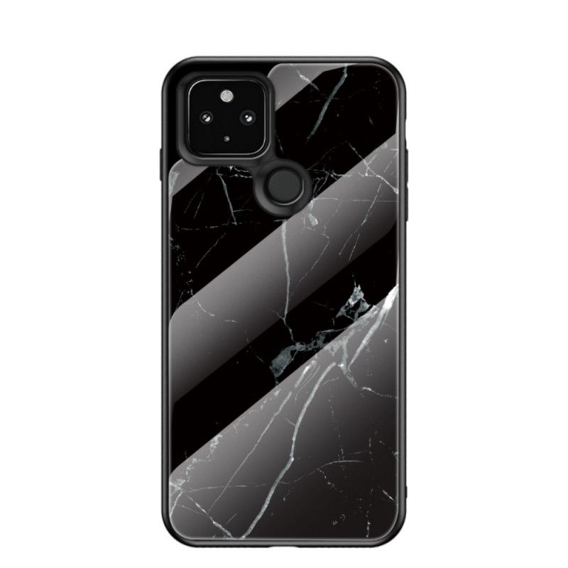 Hoesje voor Google Pixel 5 Wit Zwart Premium Kleuren Gehard Glas