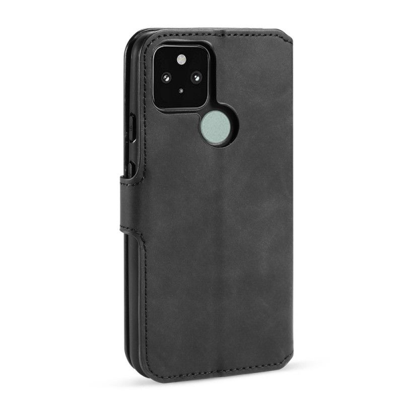 Leren Hoesje Google Pixel 5 Grijs Zwart Retro Dg.Ming