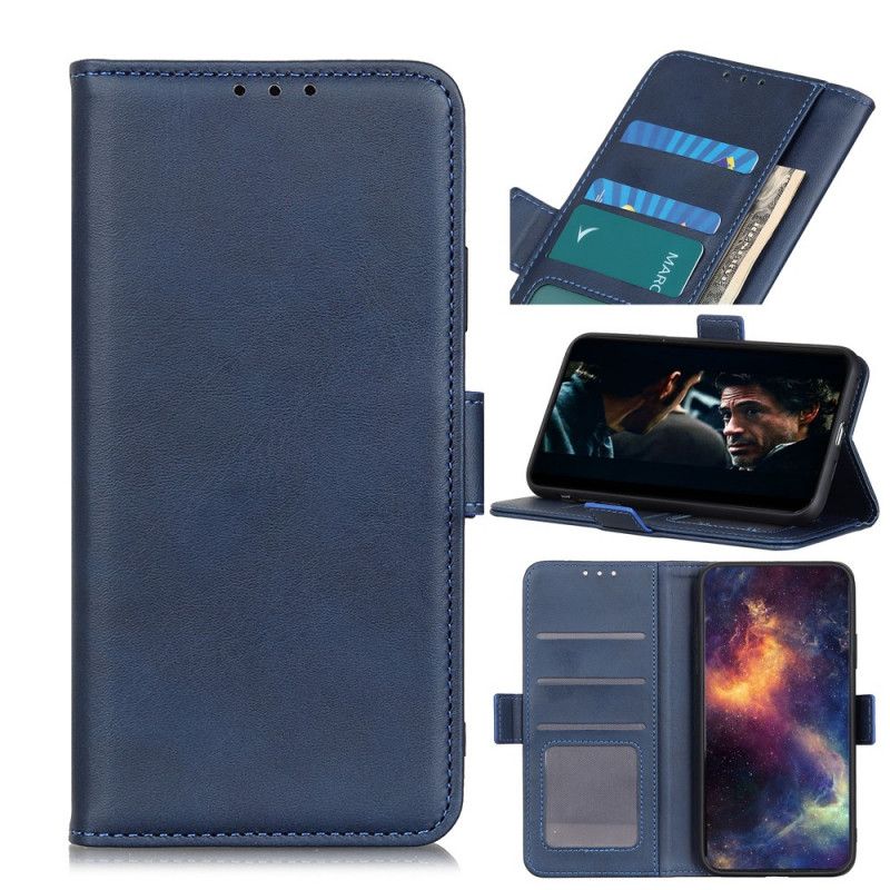 Leren Hoesje Google Pixel 5 Rood Zwart Telefoonhoesje Dubbele Klep