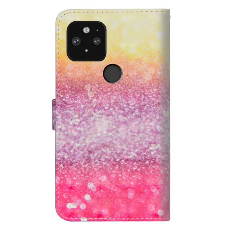 Leren Hoesje Google Pixel 5 Telefoonhoesje Verloop Magenta Glitter