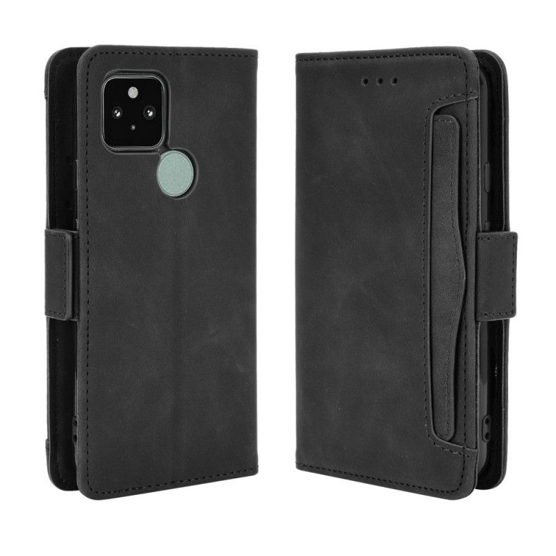 Leren Hoesje voor Google Pixel 5 Rood Zwart Eersteklas Multikaart