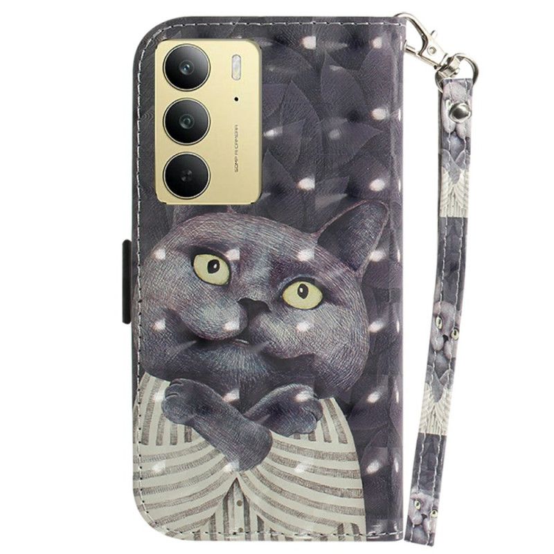 Bescherming Hoesje Realme C75 Sleutelkoord Met Grijze Kat