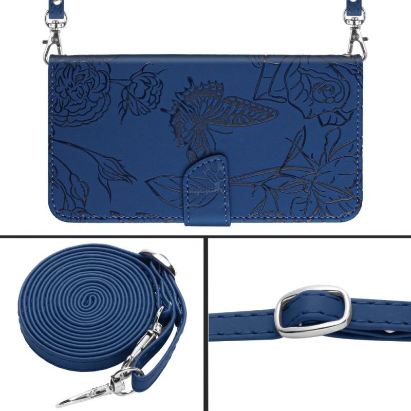 Flip Case Leren Realme C75 Crossbodytas Met Vlinderprint