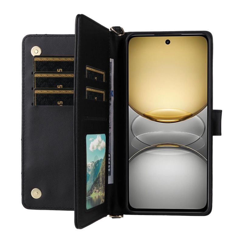 Flip Case Leren Realme C75 Premium Design Met Bandje En Schouderband