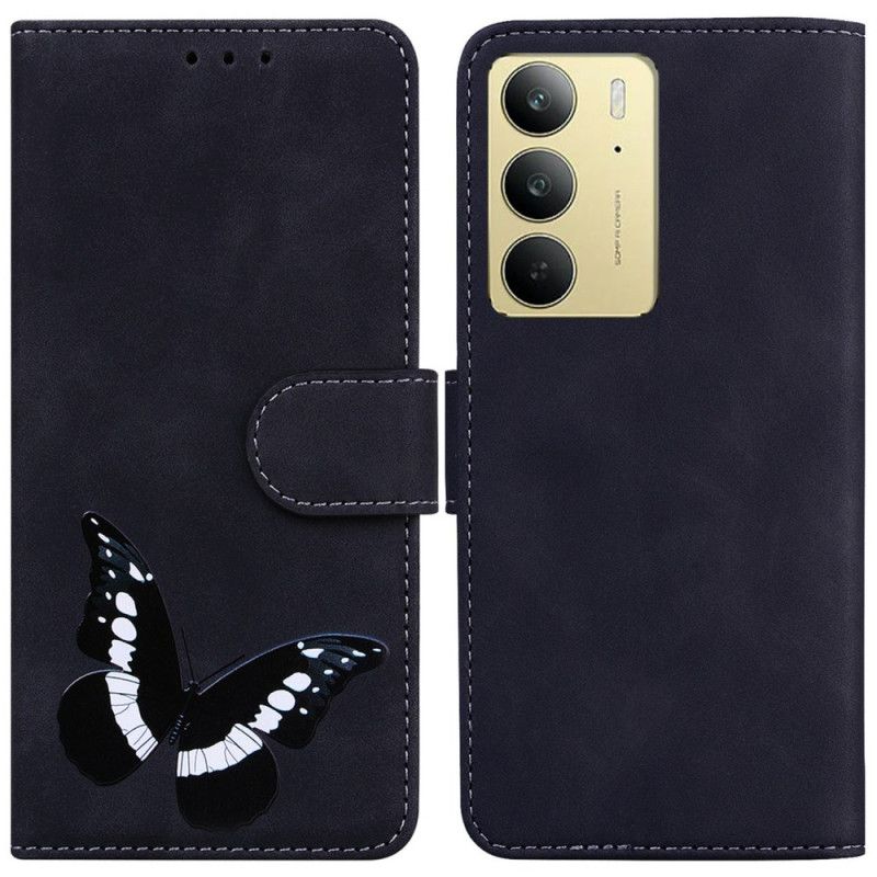 Flip Case Leren Realme C75 Vlinderprint Met Suède-effect