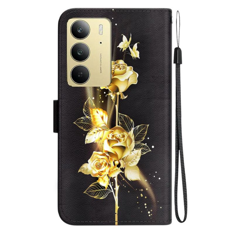 Folio-hoesje Realme C75 Gouden En Roze Vlinders