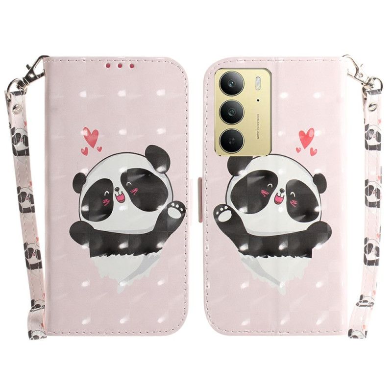 Folio-hoesje Realme C75 Telefoonhoesje Bandje Met Panda-liefde