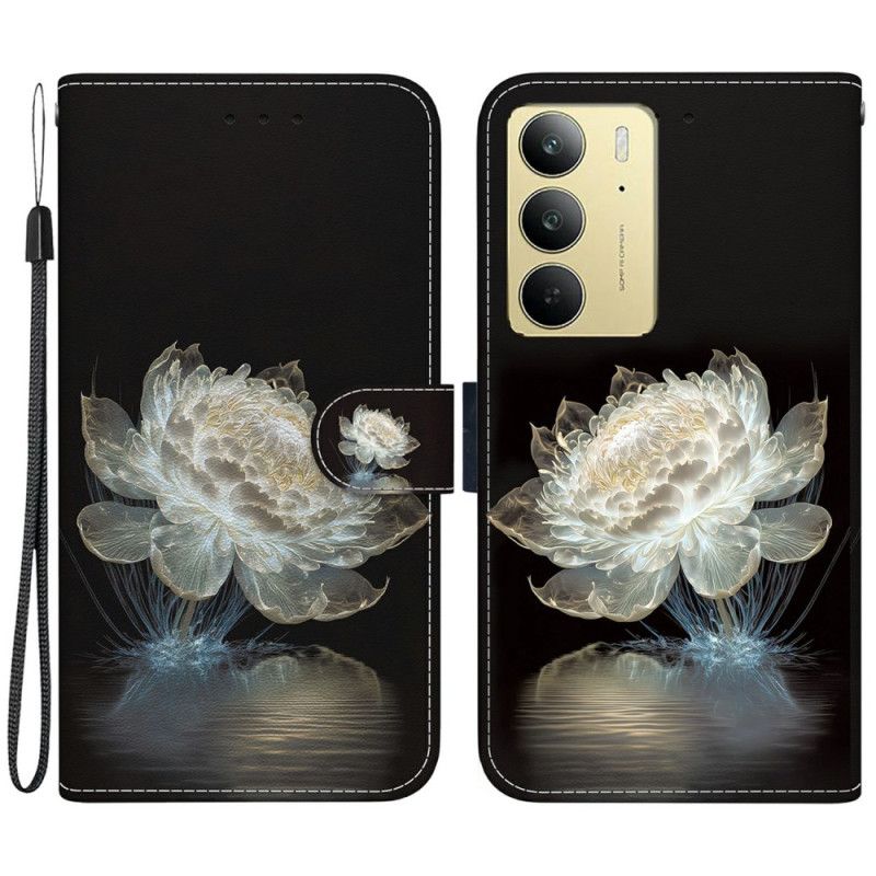 Folio-hoesje Realme C75 Telefoonhoesje Kristallen Pioenroos