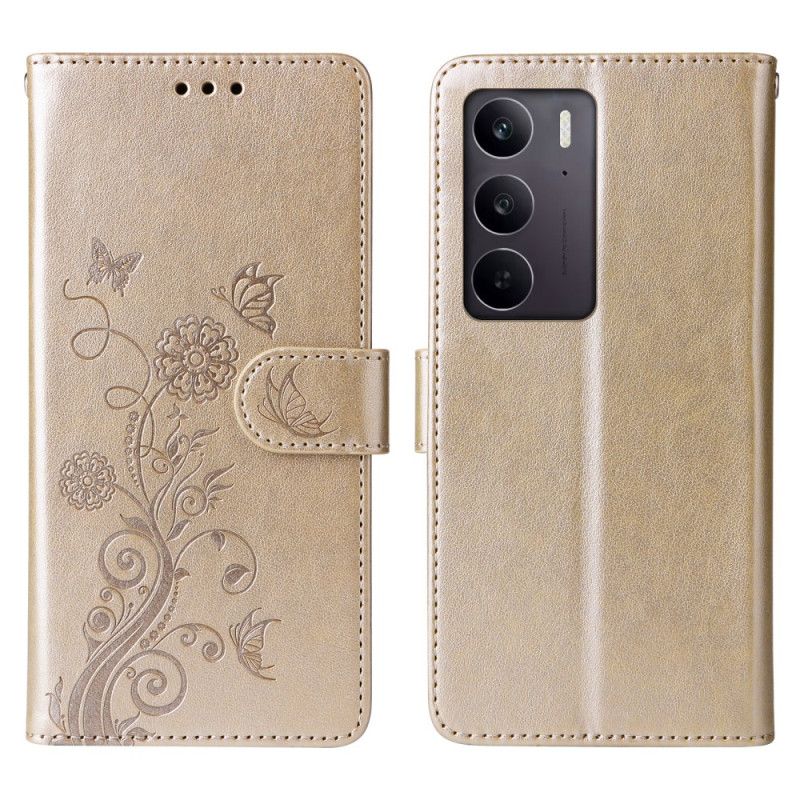 Folio-hoesje Realme C75 Telefoonhoesje Vlinders En Bloemen