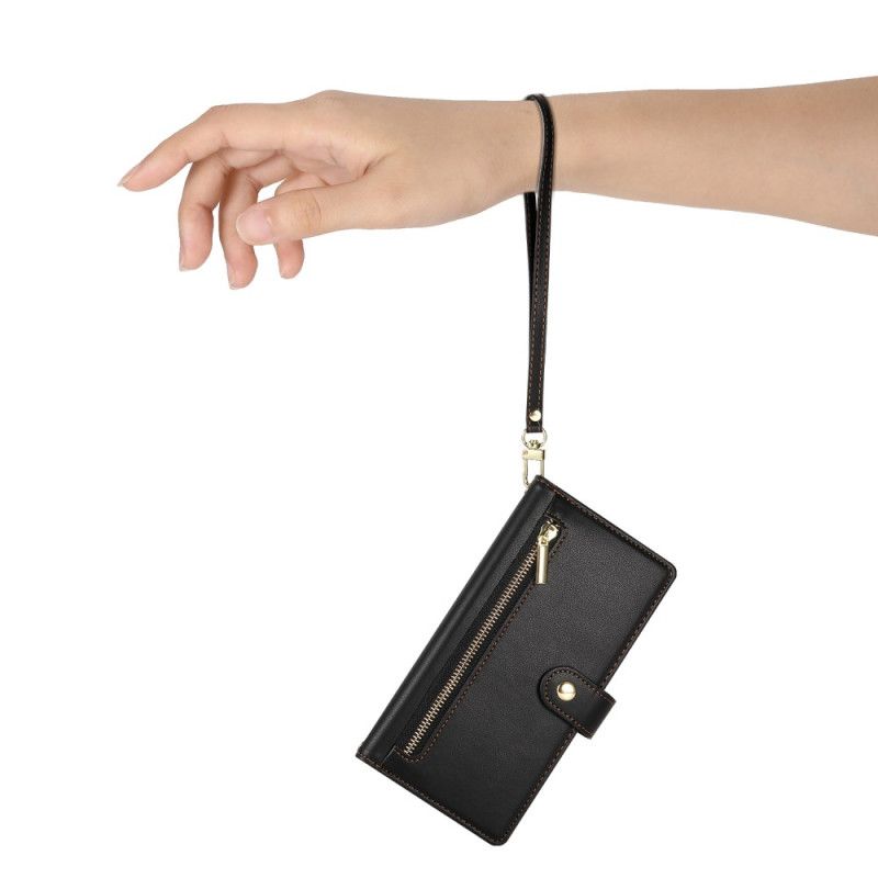 Leren Hoesje Realme C75 Complete Portemonnee Met Bandje En Schouderband Bescherming Hoesje