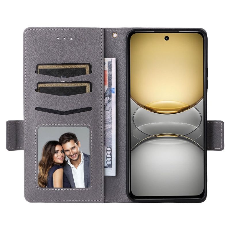 Leren Hoesje Realme C75 Lychee Kunstleer Met Bandje