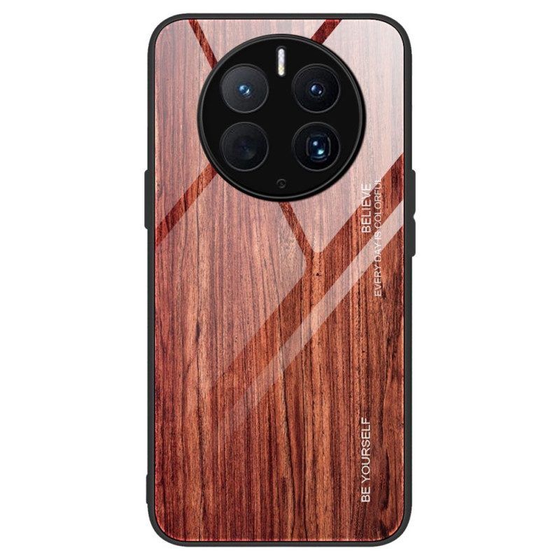 Telefoonhoesje voor Huawei Mate 50 Pro Houtdesign Gehard Glas