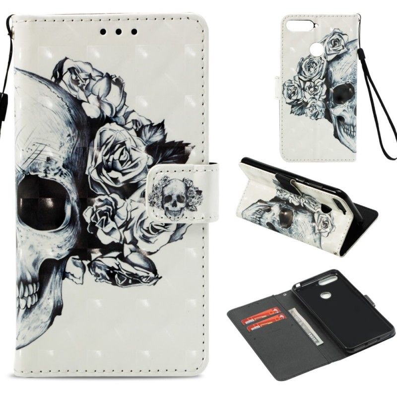Bescherming Hoesje Honor 7A Telefoonhoesje 3D Bloemenschedel