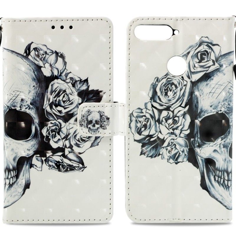 Bescherming Hoesje Honor 7A Telefoonhoesje 3D Bloemenschedel