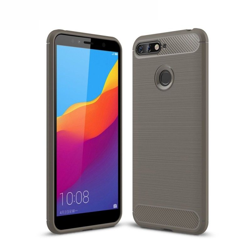 Cover Hoesje Honor 7A Rood Telefoonhoesje Geborsteld Koolstofvezel